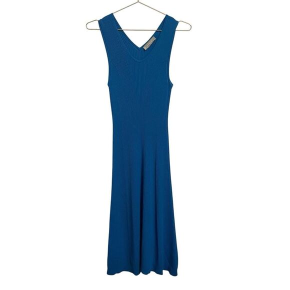 Everlane The Ribbed Knit Midi Dress Blue Sleeveless Small - Picture 1 of 6